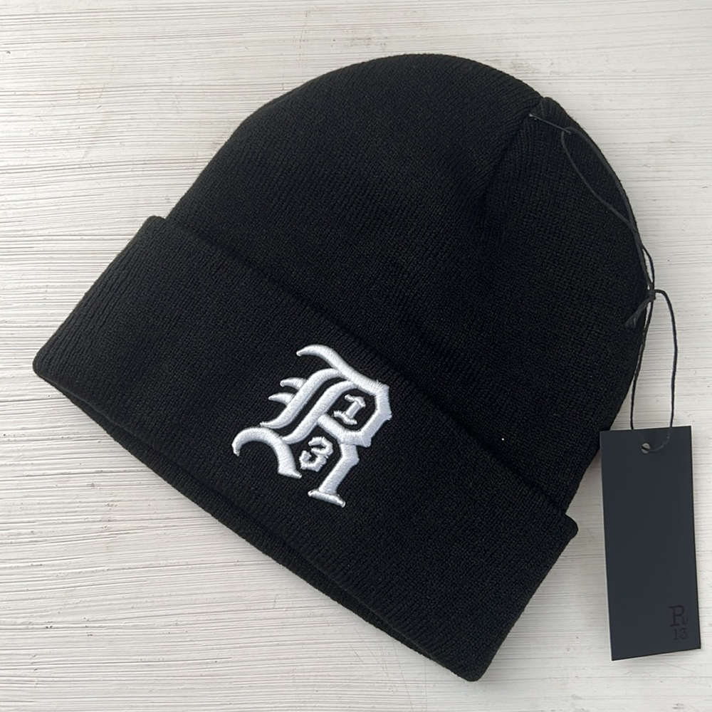 R13 Black Beanie Hat